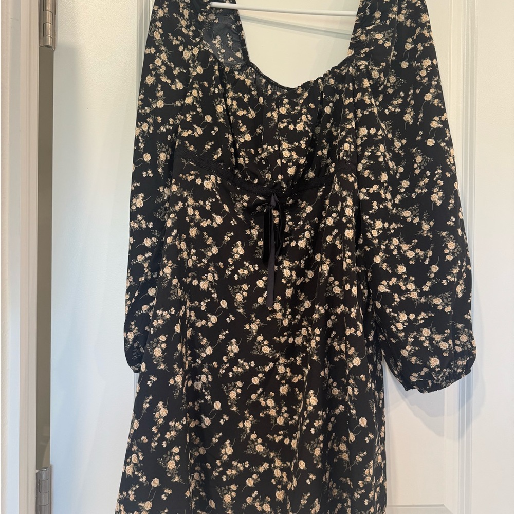Floral Black Women's Dress